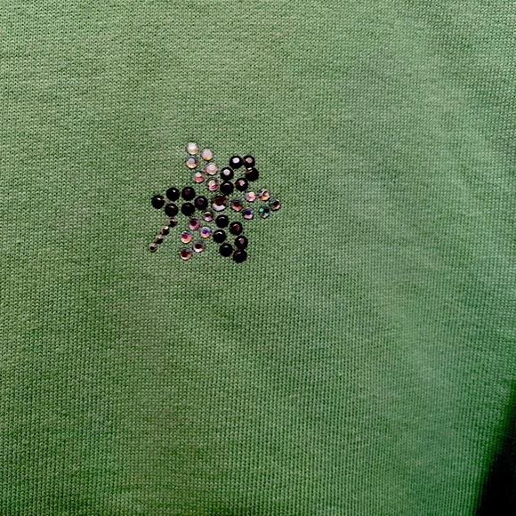 Isaac’s Designs size M full-zip front sweatshirt in bright green w/some bling - Picture 11 of 11